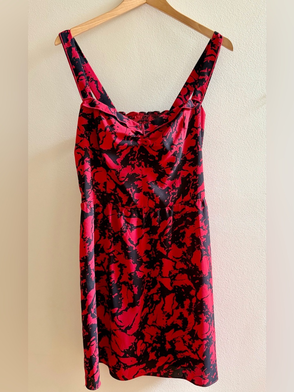 Urban Outfitters Red and Black Patterned Slip Dress